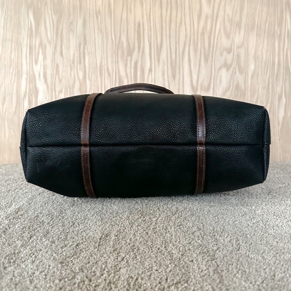 Jack Georges Pebbled Leather Black Laptop Tote Bag - Picture 14 of 15